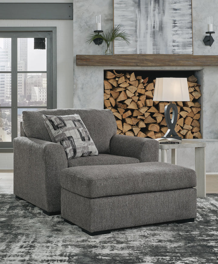 Gardiner Oversized Chair and Ottoman - Pewter (1)