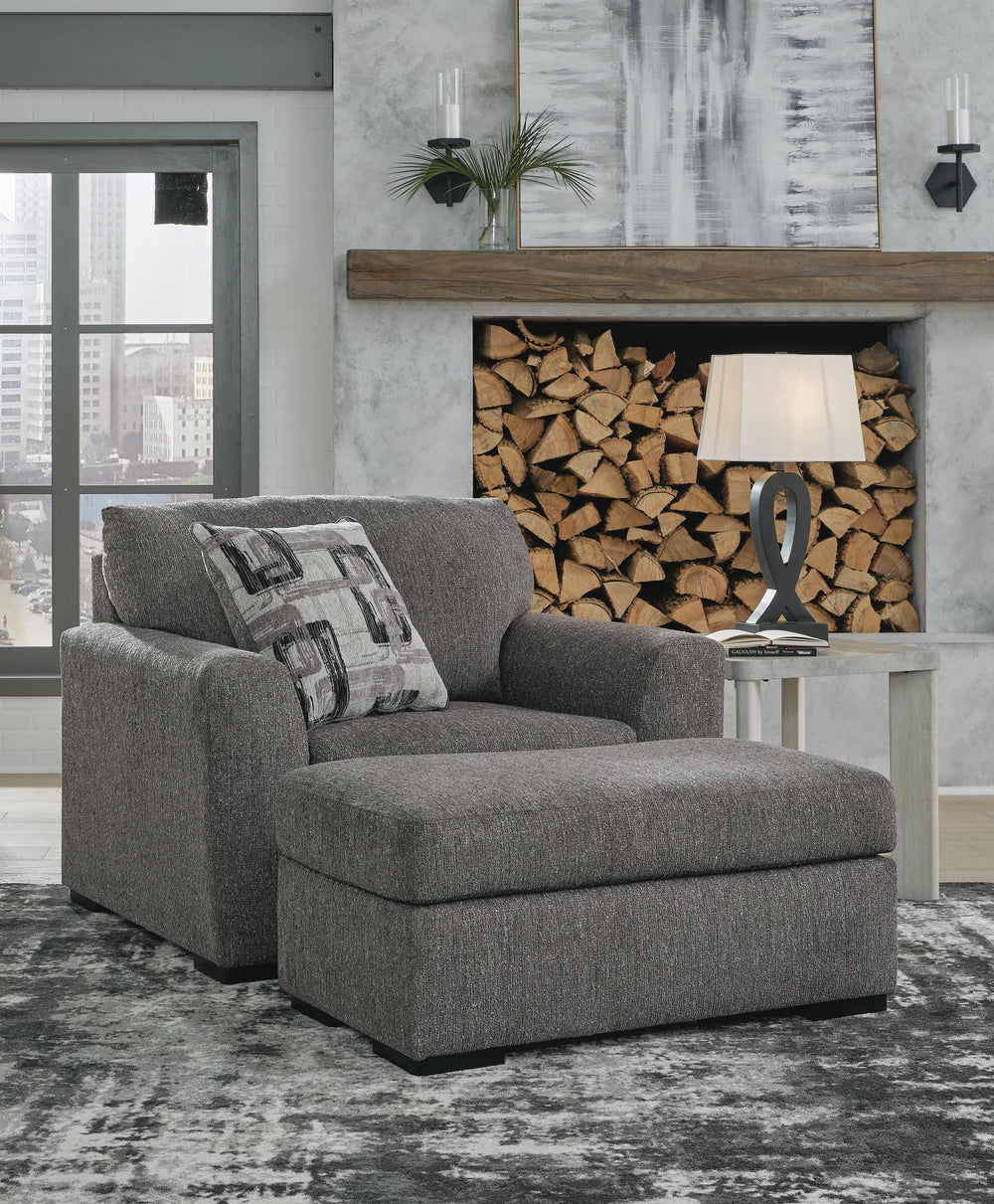 Gardiner Oversized Chair and Ottoman - Pewter (1)