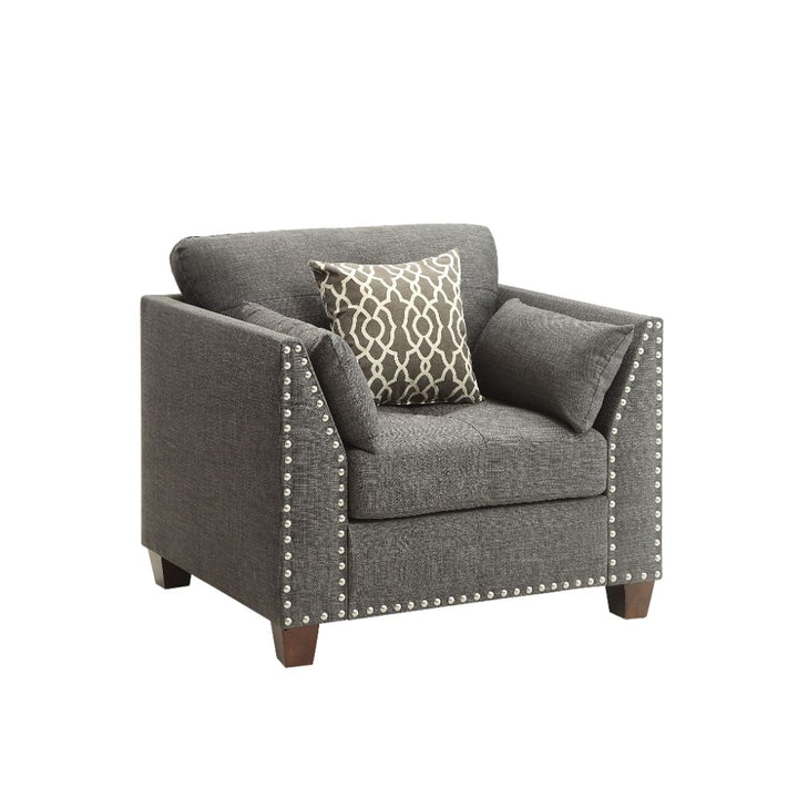 Laurissa Chair with 3 Pillows in Light Charcoal Linen
