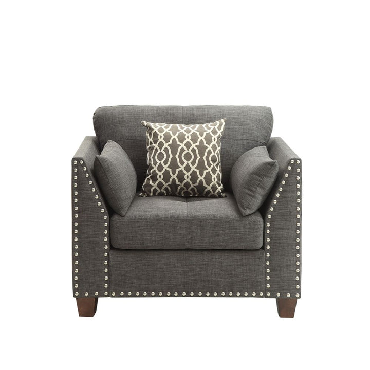 Laurissa Chair with 3 Pillows in Light Charcoal Linen