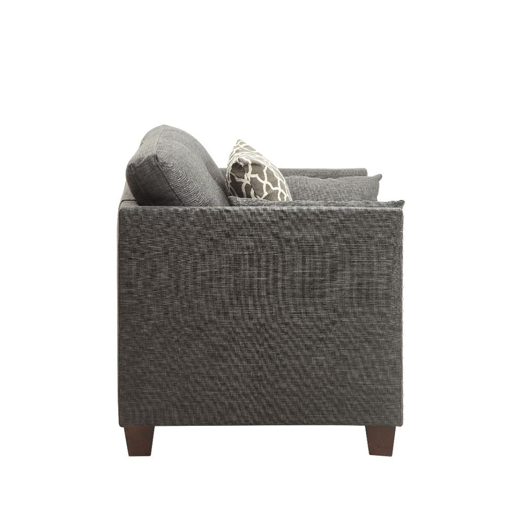 Laurissa Chair with 3 Pillows in Light Charcoal Linen