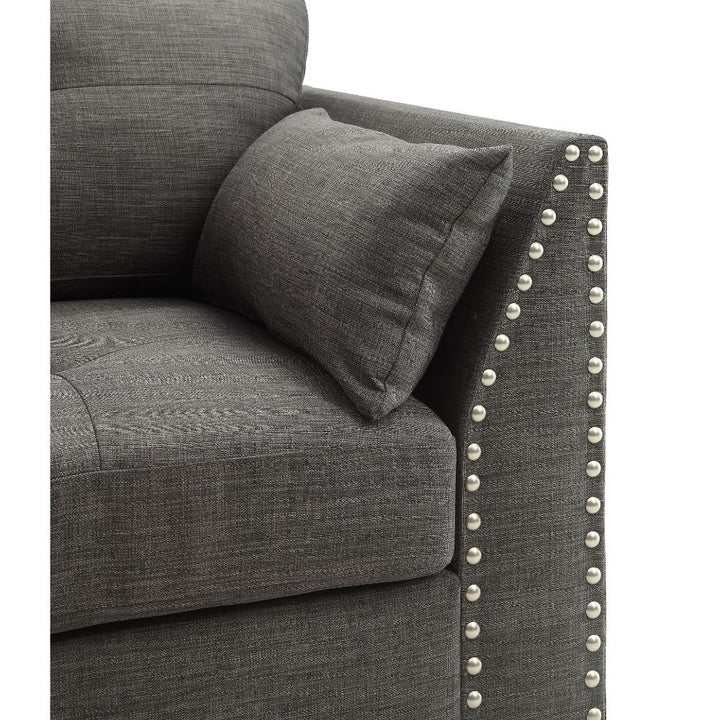 Laurissa Chair with 3 Pillows in Light Charcoal Linen