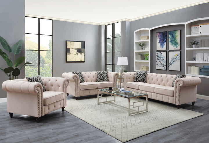 Aurelia Chair with Pillow in Beige Linen