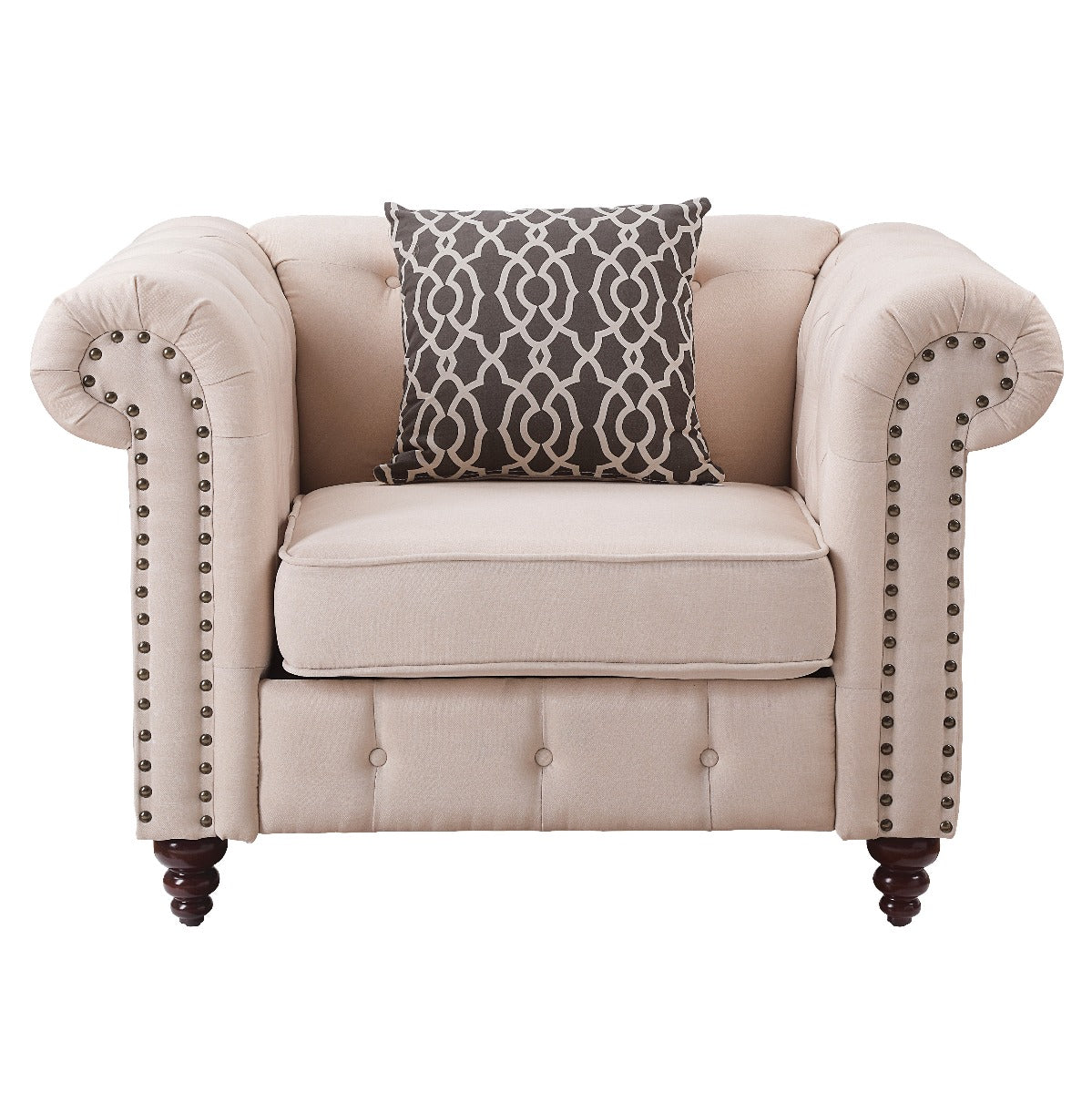 Aurelia Chair with Pillow in Beige Linen