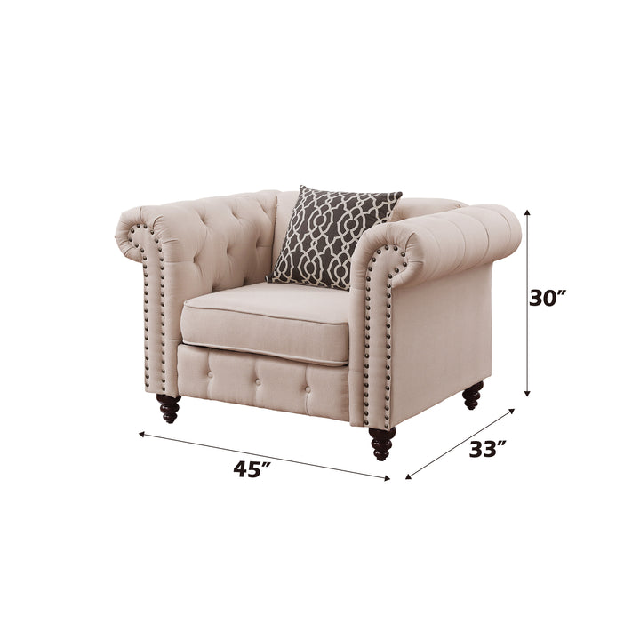 Aurelia Chair with Pillow in Beige Linen - dimensions