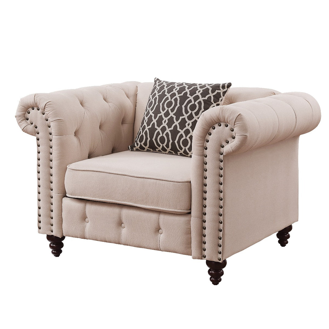Aurelia Chair with Pillow in Beige Linen