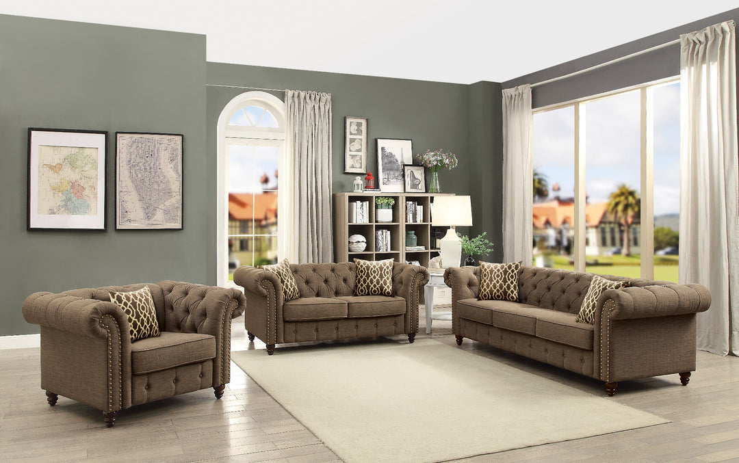 Aurelia Chair with Pillow in Brown Linen