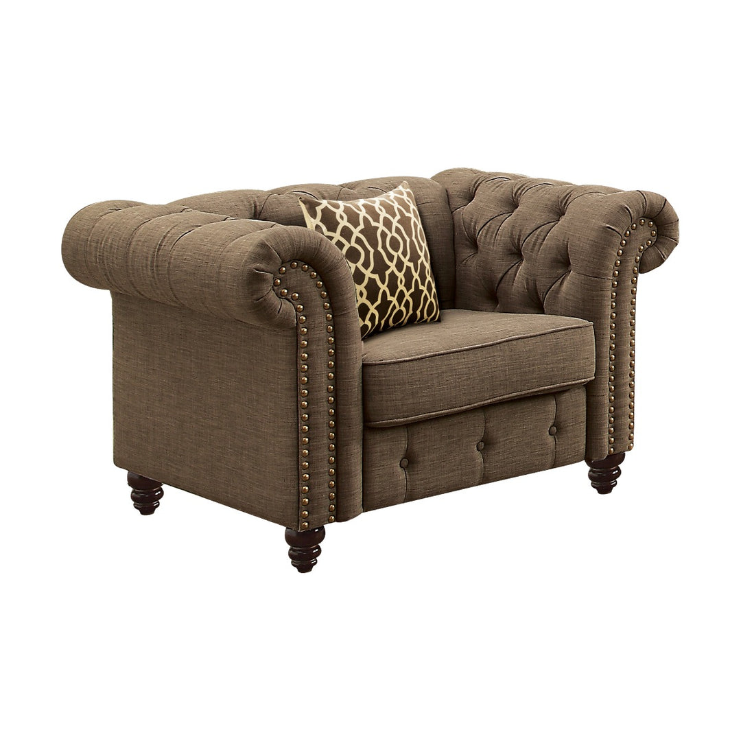 Aurelia Chair with Pillow in Brown Linen