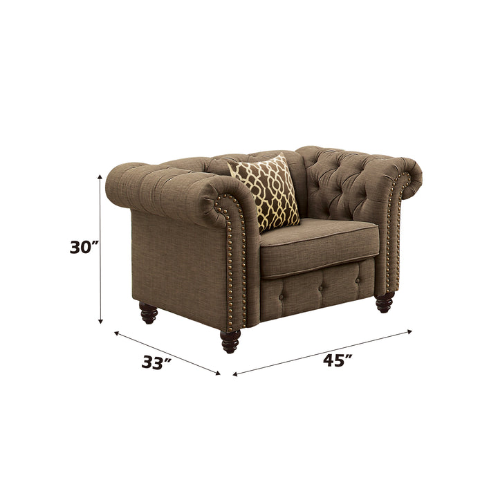 Aurelia Chair with Pillow in Brown Linen - dimensions