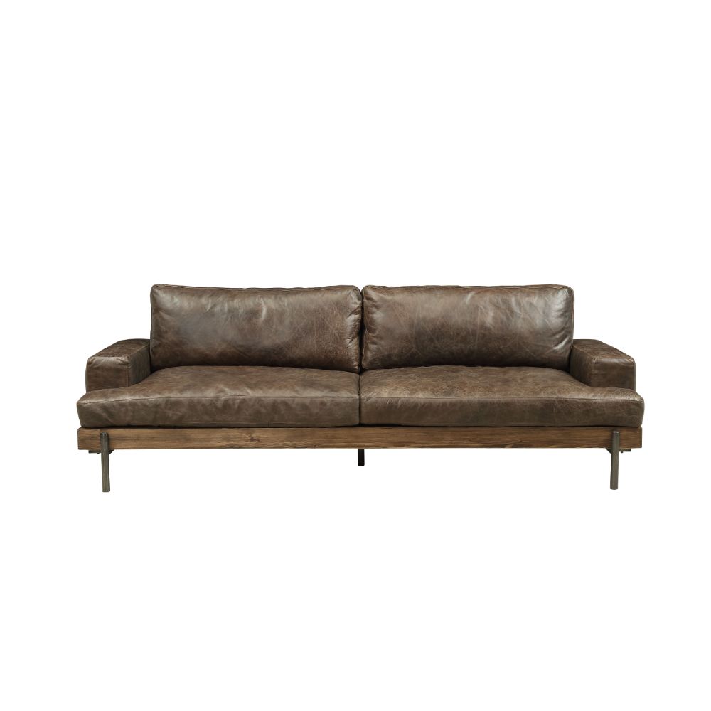 Silchester Sofa in Oak & Distress Chocolate Top Grain Leather