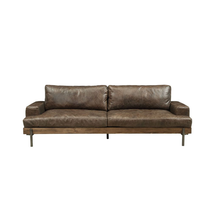 Silchester Sofa in Oak &amp; Distress Chocolate Top Grain Leather
