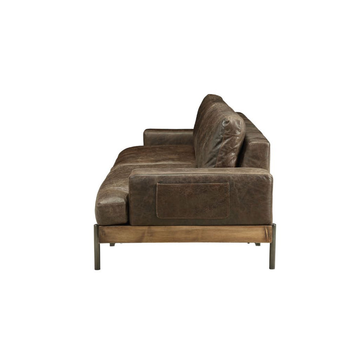 Silchester Sofa in Oak &amp; Distress Chocolate Top Grain Leather