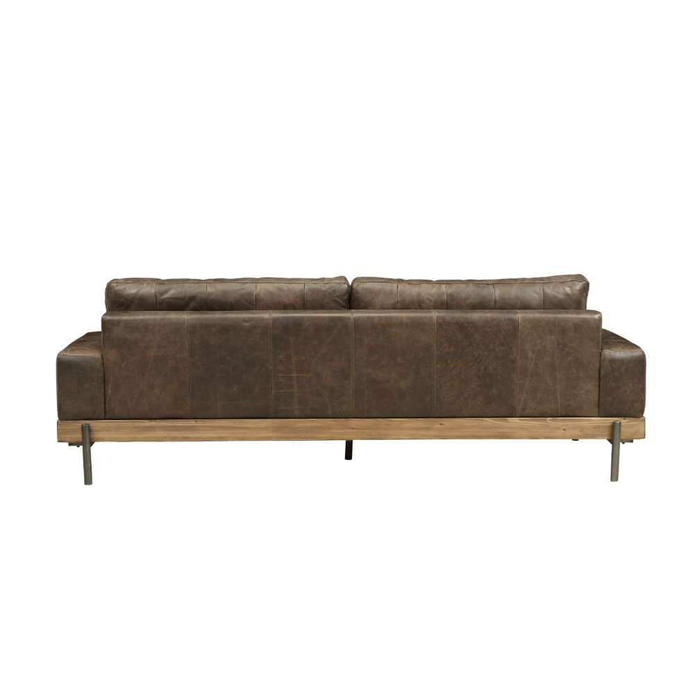 Silchester Sofa in Oak & Distress Chocolate Top Grain Leather