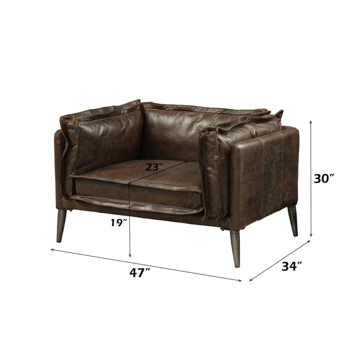 Porchester Chair in Distress Chocolate Top Grain Leather - dimensions