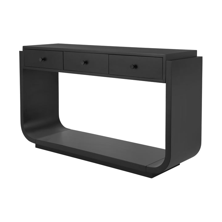 3-Drawer Curved Leg Console Table – Black