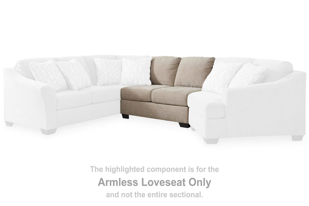 Brogan Bay Armless Loveseat - Light Brown (2)