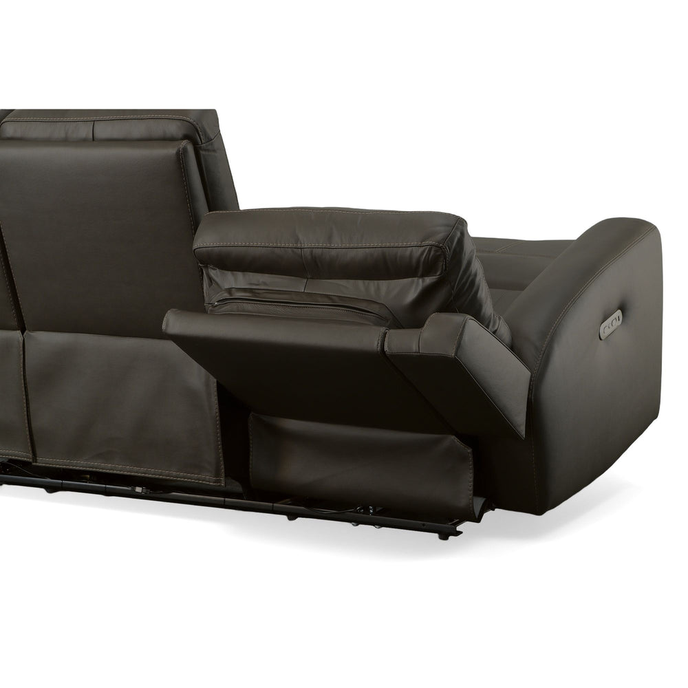 Jarvis Leather Power Reclining Sofa with Power Headrests in Mica