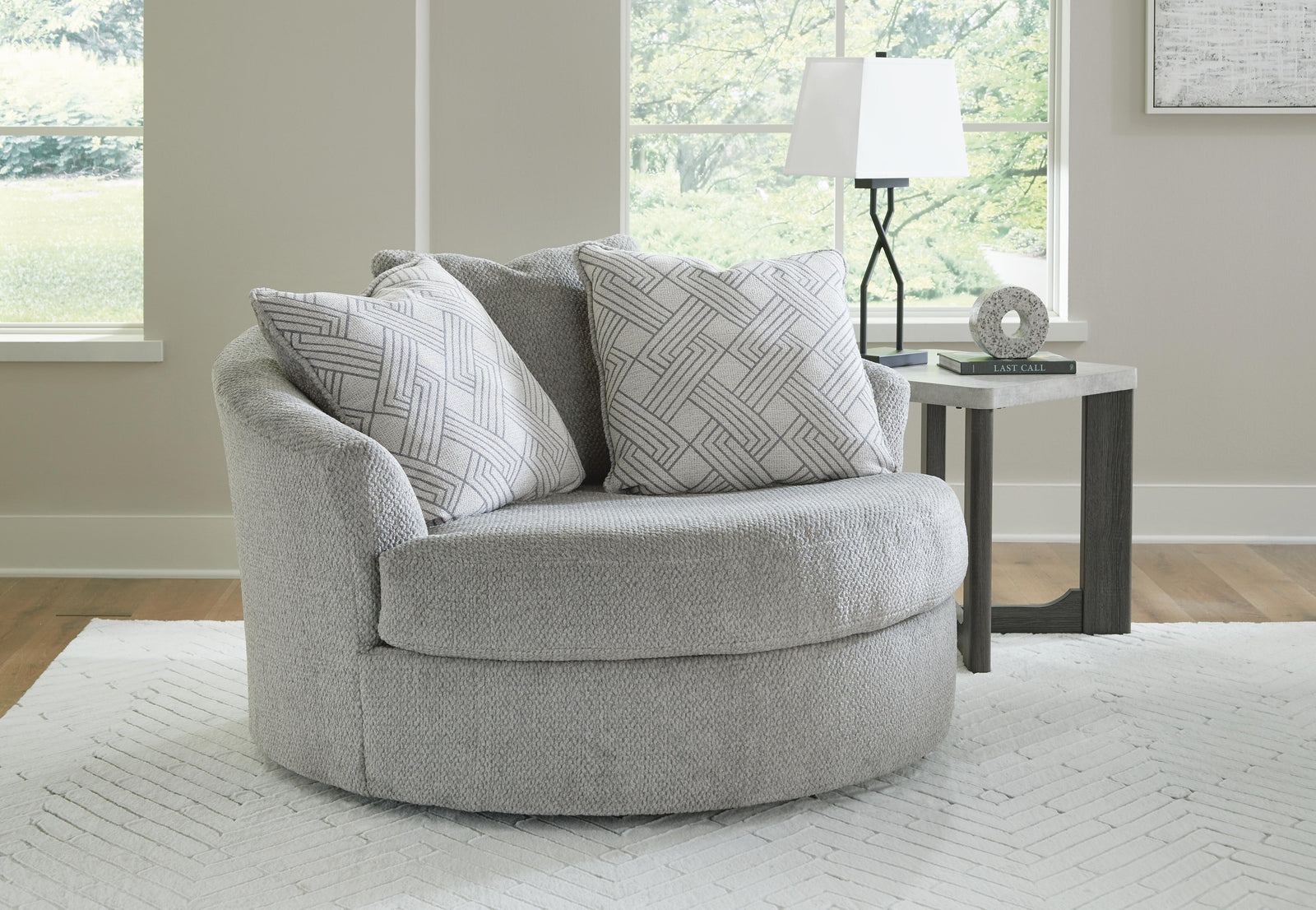 Casselbury Oversized Swivel Accent Chair - Dark Gray (2)