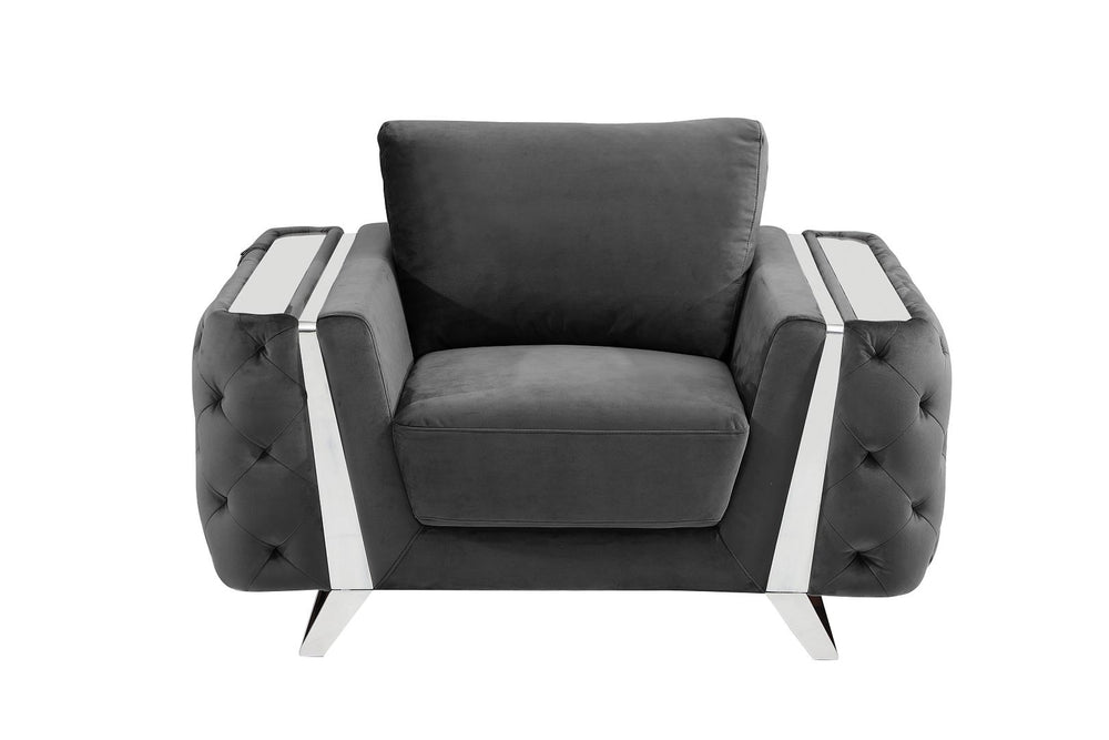 DivanItalia 1051 Chair in Velvet Fabric - Dark Gray