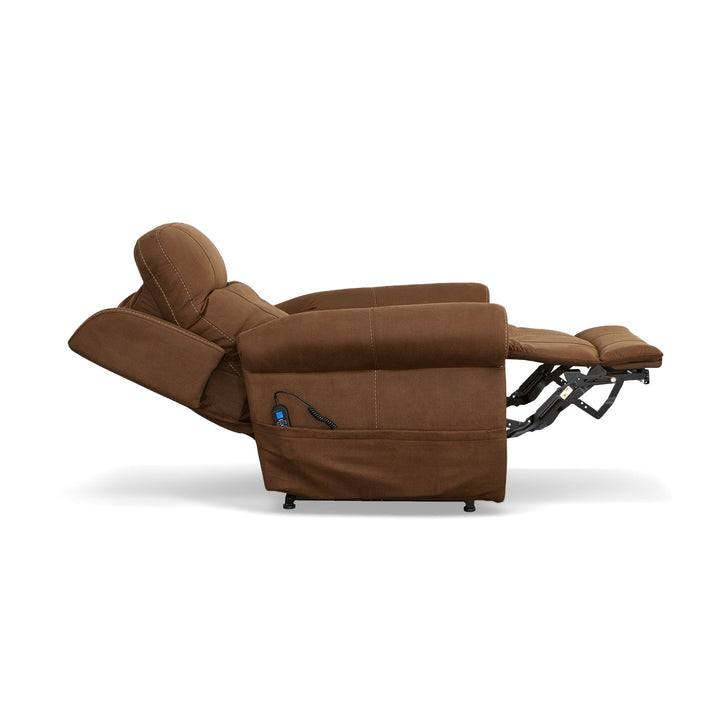 Stewart Power Lift Recliner With Power Headrest &amp; Lumbar Amber Brown