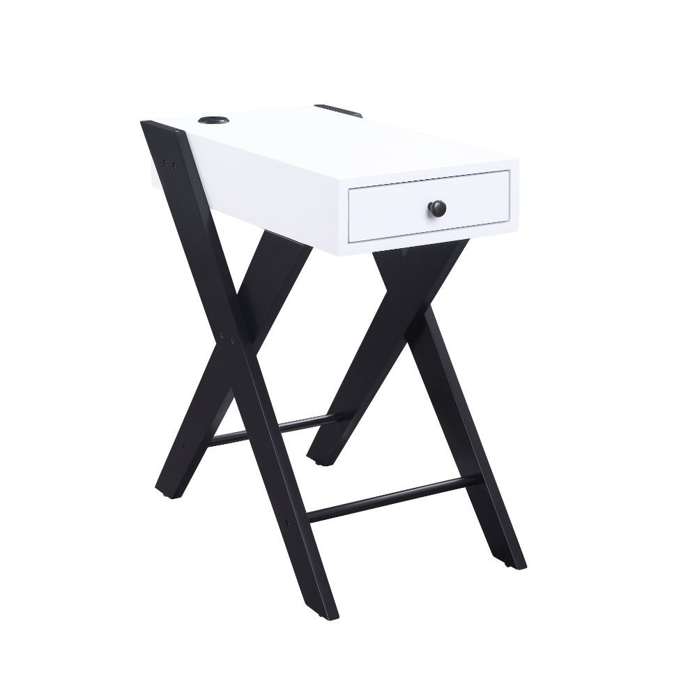 Fierce - Accent Table With USB - White & Black