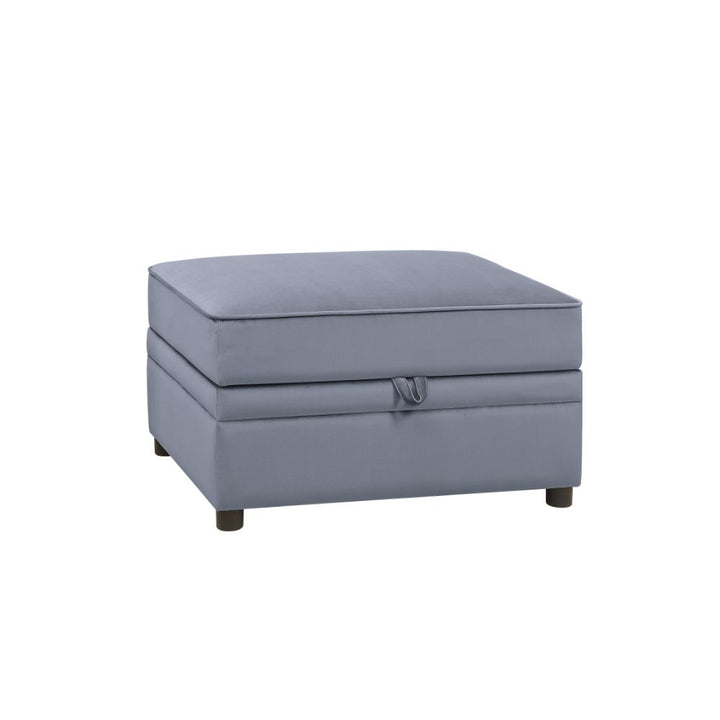 Bois II Ottoman with Storage in Gray Velvet
