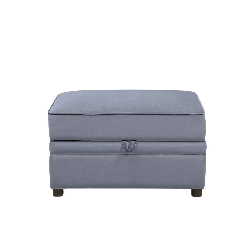 Bois II Ottoman with Storage in Gray Velvet