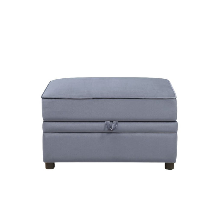 Bois II Ottoman with Storage in Gray Velvet