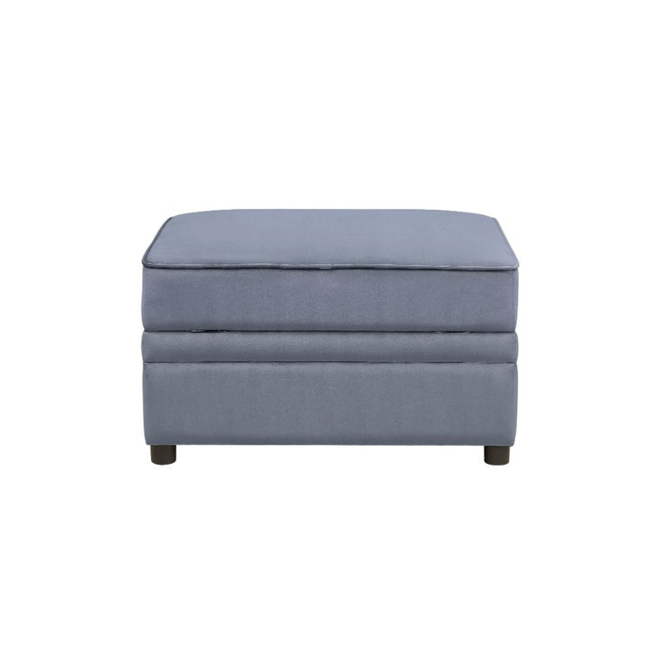 Bois II Ottoman with Storage in Gray Velvet