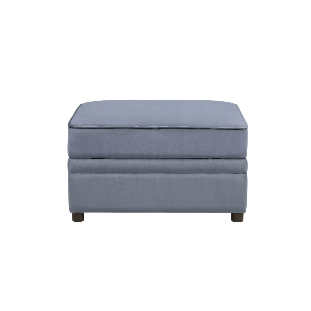 Bois II Ottoman with Storage in Gray Velvet