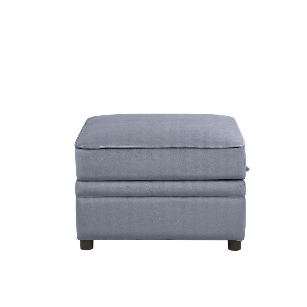 Bois II Ottoman with Storage in Gray Velvet