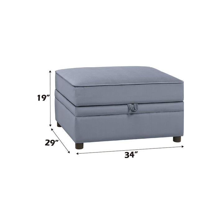 Bois II Ottoman with Storage in Gray Velvet