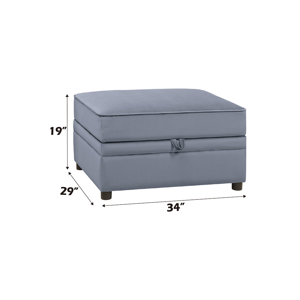 Bois II Ottoman with Storage in Gray Velvet