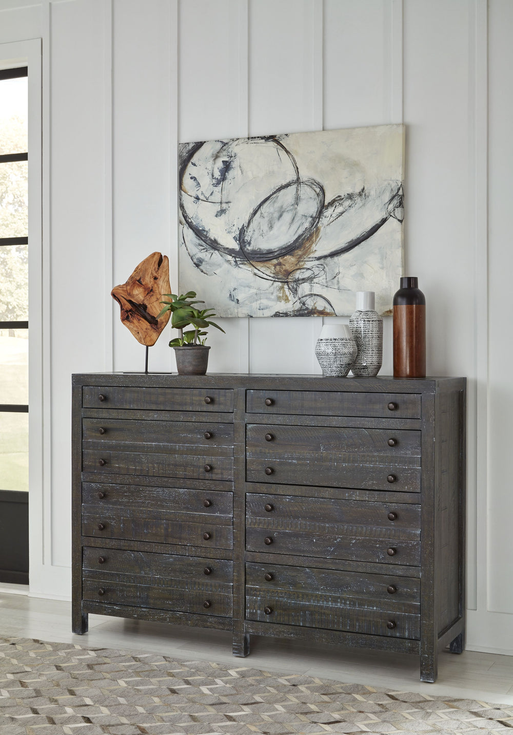 Modus Furniture 8Tr982A Townsend Solid Wood Eight Drawer Dresser In Gunmetal 2024