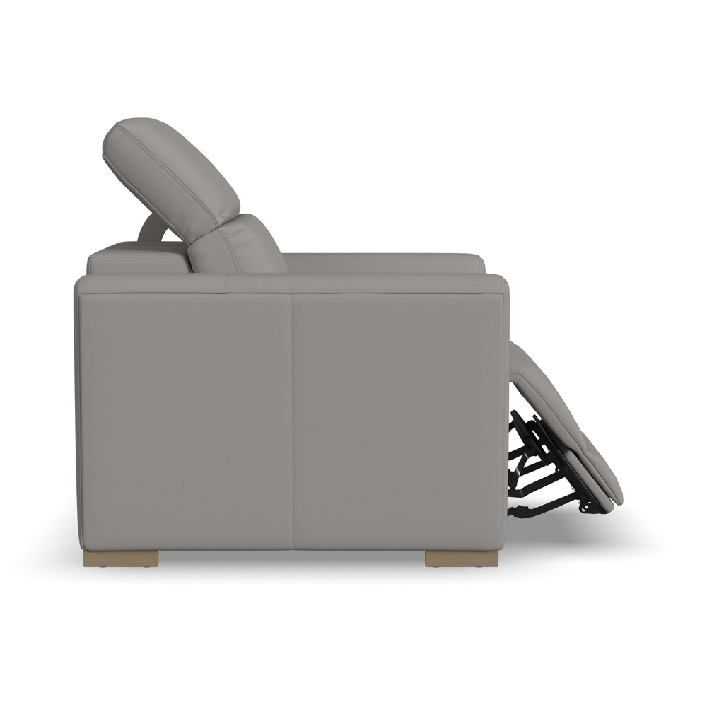 Aurora Leather Power Recliner with Power Headrest in Ash