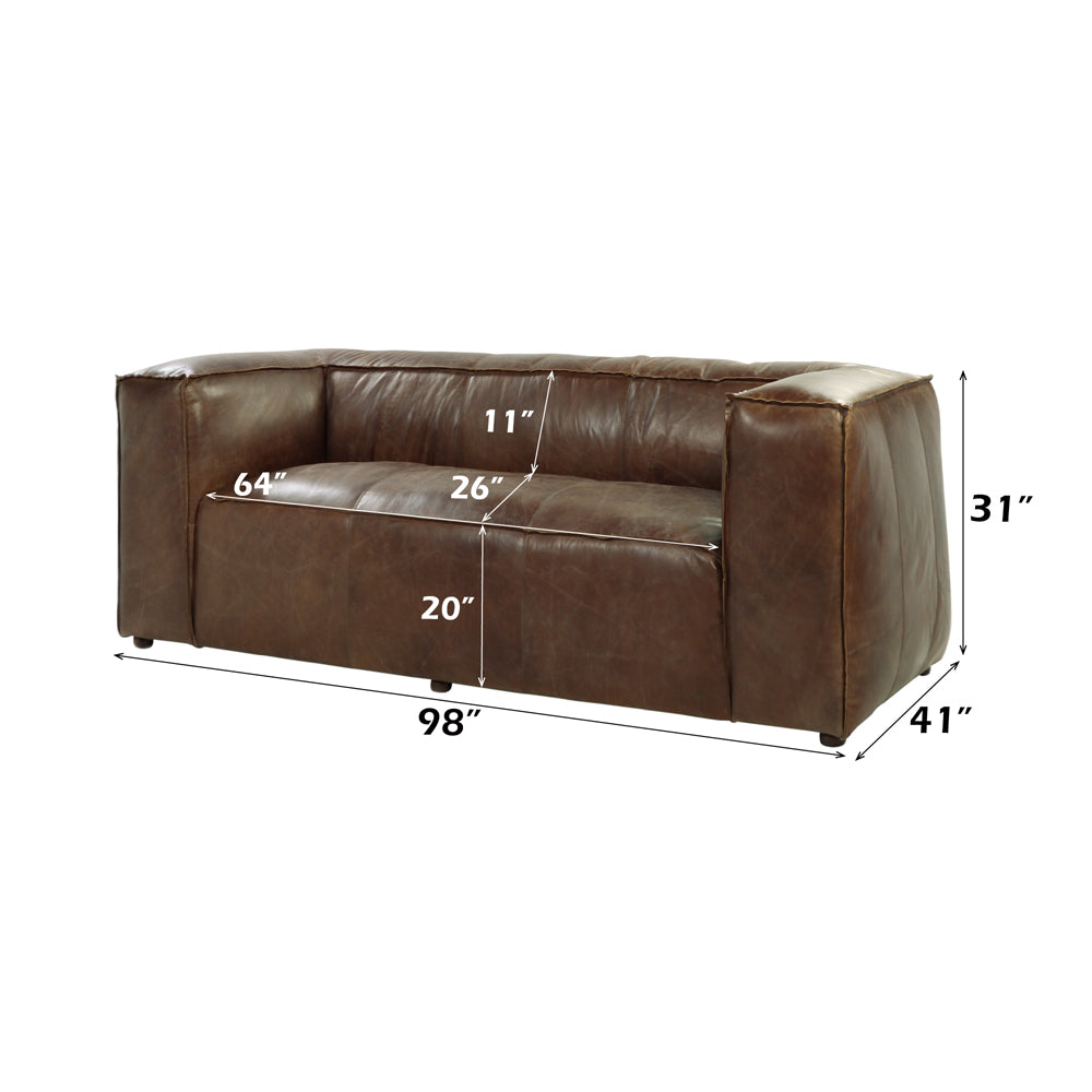 Brancaster Sofa in Retro Brown Top Grain Leather - dimensions