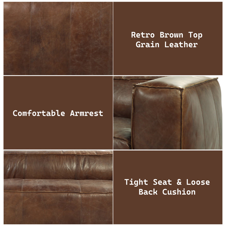 Brancaster Sofa in Retro Brown Top Grain Leather - features