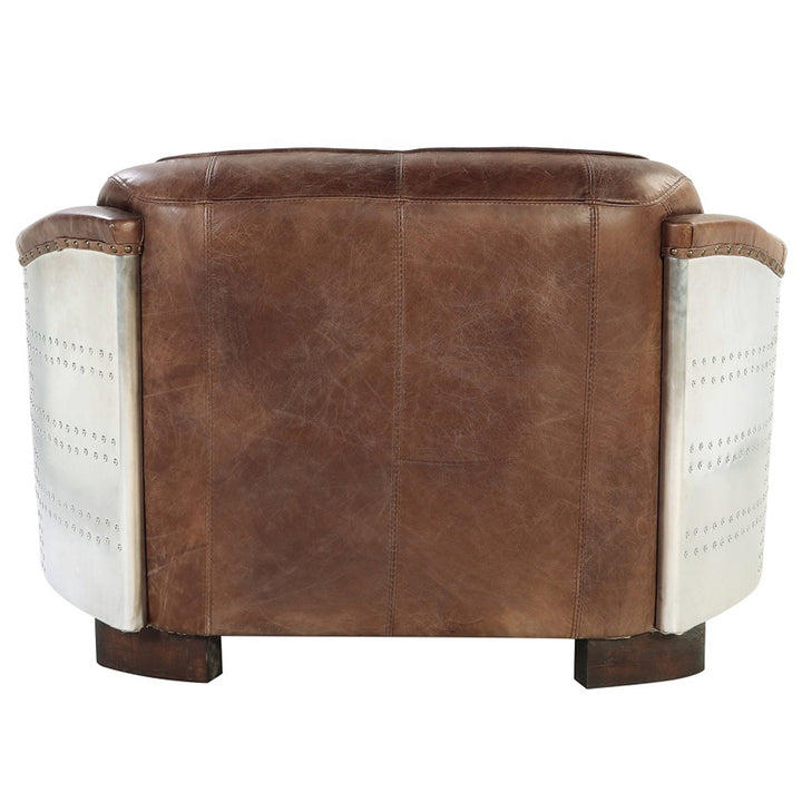 Brancaster Loveseat in Retro Brown Top Grain Leather &amp; Aluminum