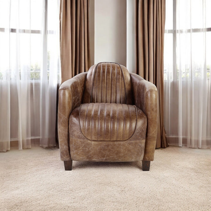 Brancaster Chair in Retro Brown Top Grain Leather &amp; Aluminum