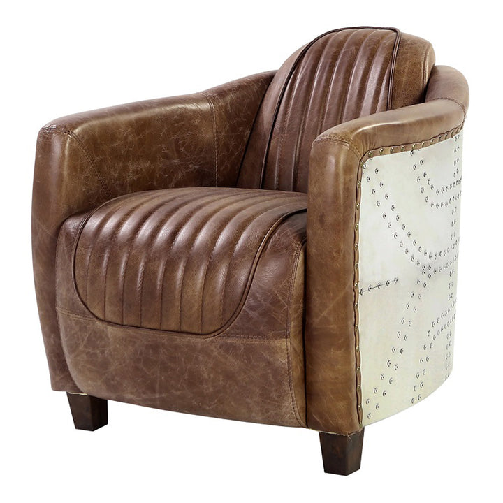 Brancaster Chair in Retro Brown Top Grain Leather &amp; Aluminum