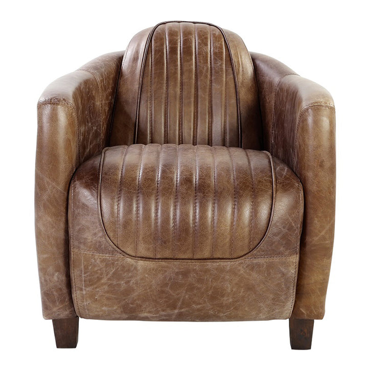 Brancaster Chair in Retro Brown Top Grain Leather &amp; Aluminum
