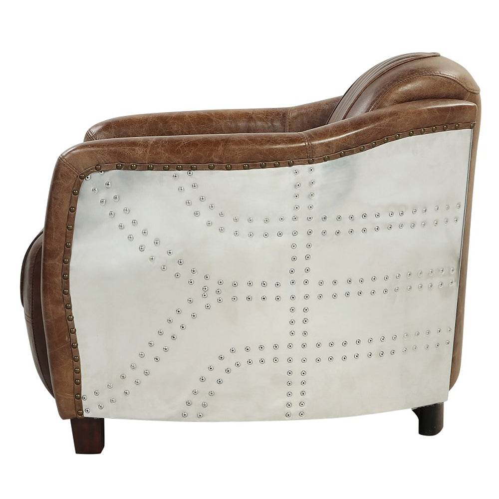 Brancaster Chair in Retro Brown Top Grain Leather & Aluminum
