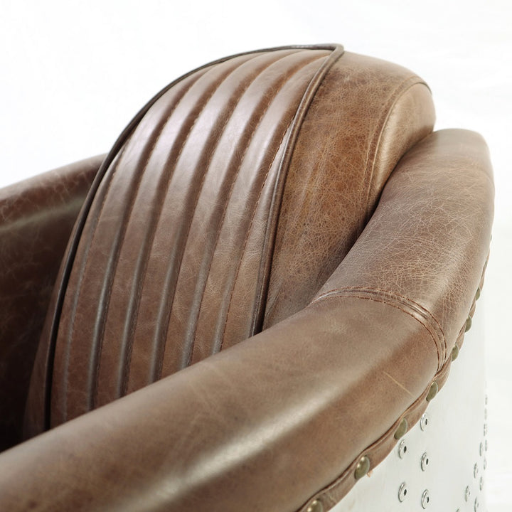 Brancaster Chair in Retro Brown Top Grain Leather &amp; Aluminum