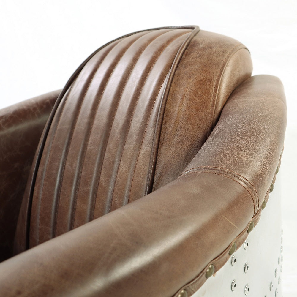 Brancaster Chair in Retro Brown Top Grain Leather & Aluminum