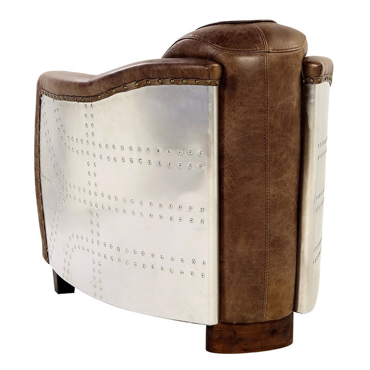 Brancaster Chair in Retro Brown Top Grain Leather &amp; Aluminum
