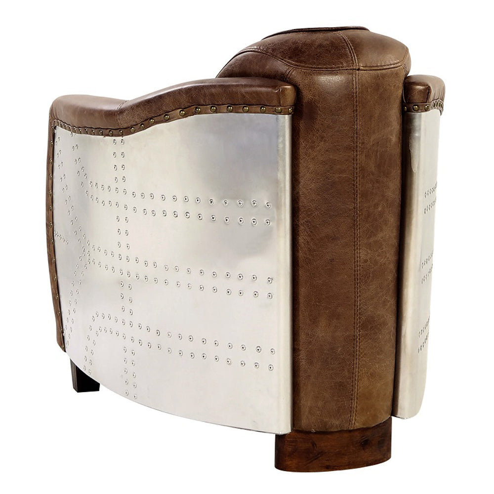 Brancaster Chair in Retro Brown Top Grain Leather & Aluminum