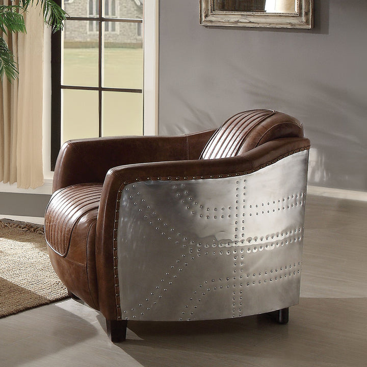 Brancaster Chair in Retro Brown Top Grain Leather &amp; Aluminum
