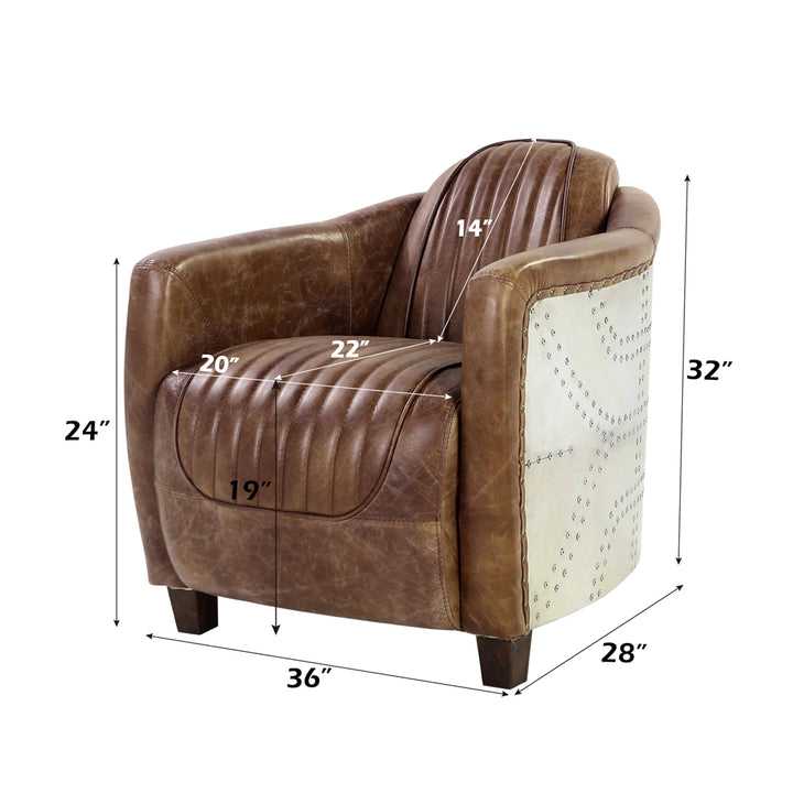 Brancaster Chair in Retro Brown Top Grain Leather &amp; Aluminum - dimensions