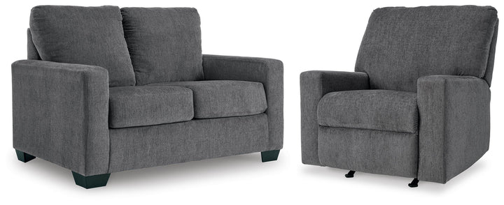 Rannis Twin Sofa Sleeper and Recliner - Pewter (1)