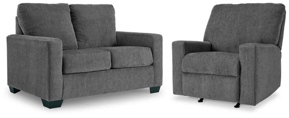 Rannis Twin Sofa Sleeper and Recliner - Pewter (1)